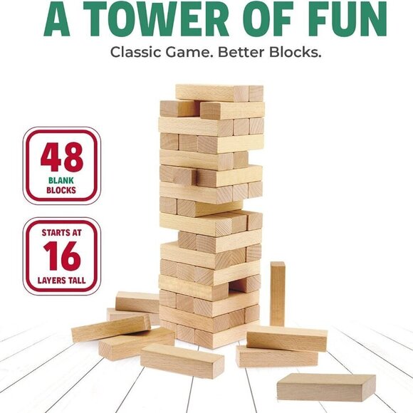 Timber Tower Wood Block Stacking Game Classic Wooden Block - Picture 6 of 6